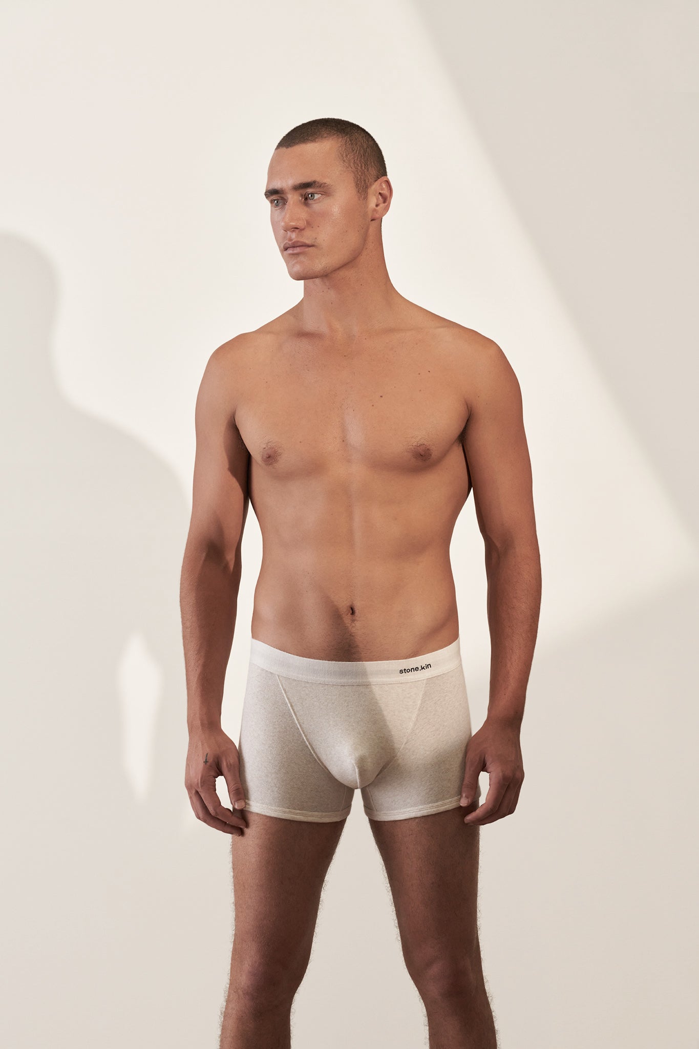 Boxer Brief in Organic Cotton Rib - Bone