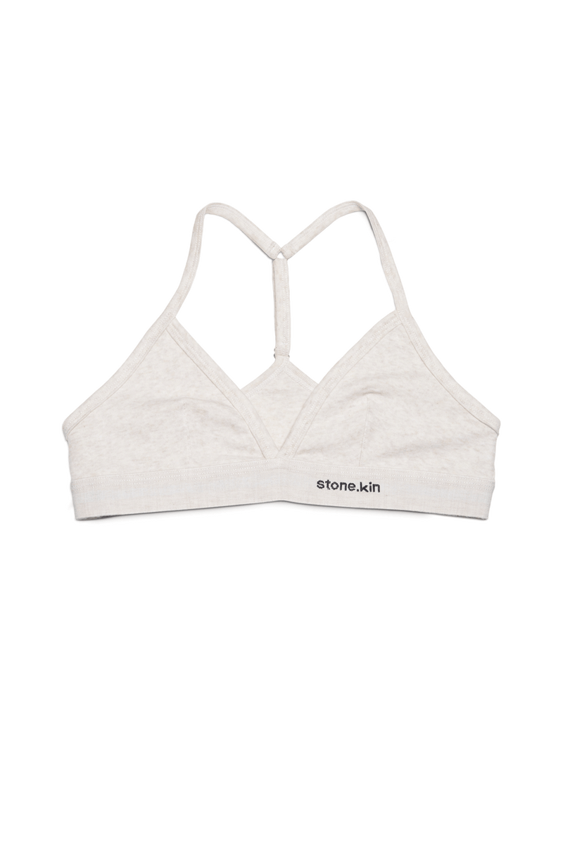 Racer Back Bralette in Organic Cotton Rib - Bone