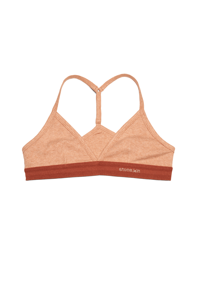 Racer Back Bralette in Organic Cotton Rib - Nude & Rust