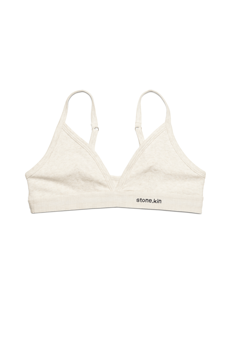 Scoop Back Bralette in Organic Cotton Rib - Bone