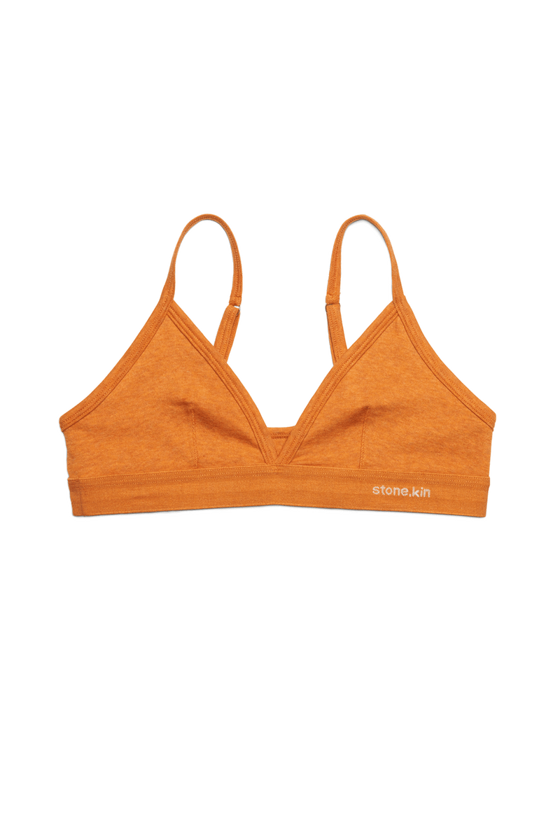 Scoop Back Bralette in Organic Cotton Rib - Papaya