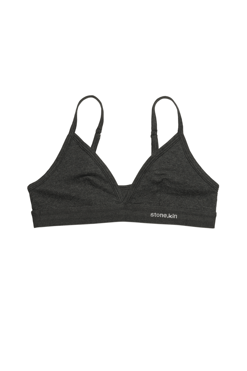 Scoop Back Bralette in Organic Cotton Rib - Tar