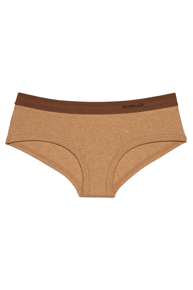 Women's Brief in Organic Cotton Rib - Camel & Brown