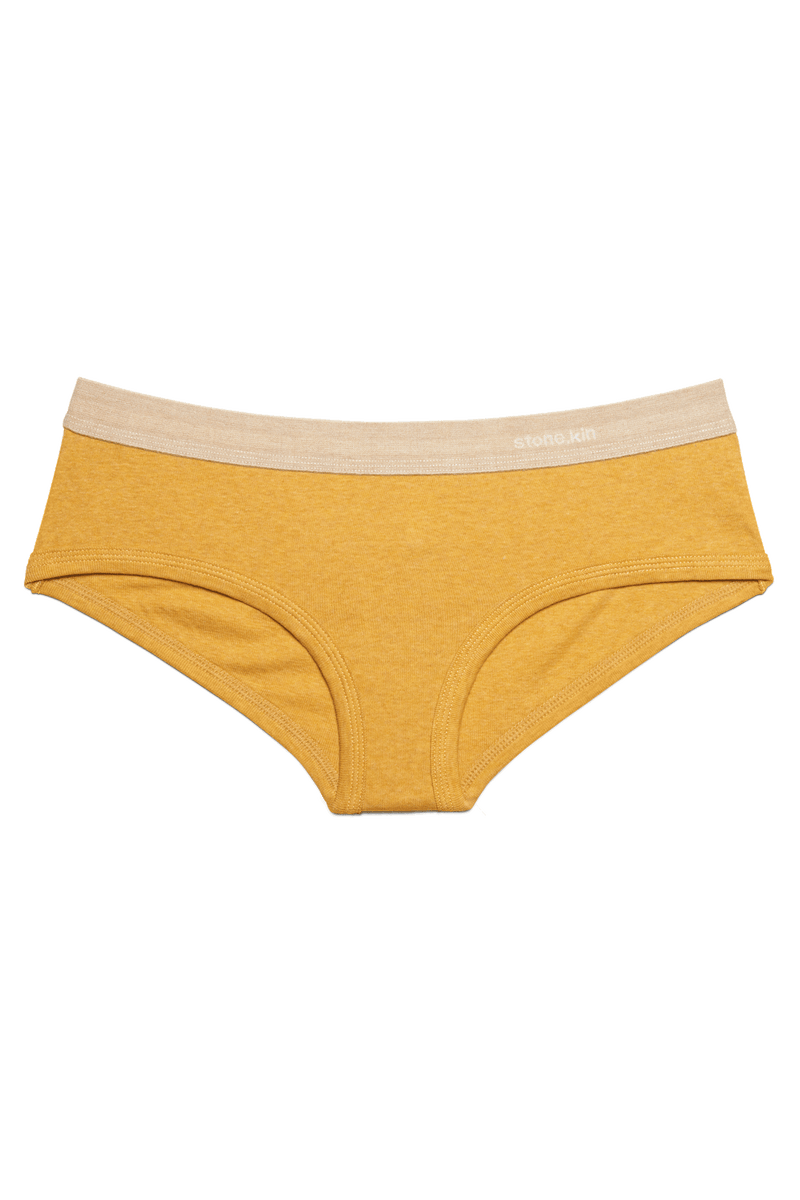 Women's Brief in Organic Cotton Rib - Mustard / Sand