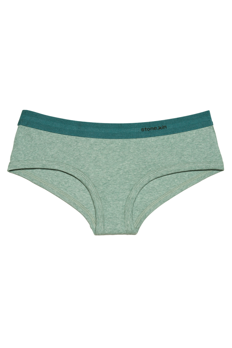 Women's Brief in Organic Cotton Rib - Sage & Teal