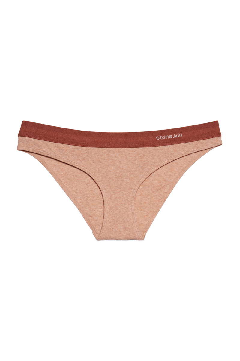 Cheeky in Organic Cotton Rib - Nude & Rust