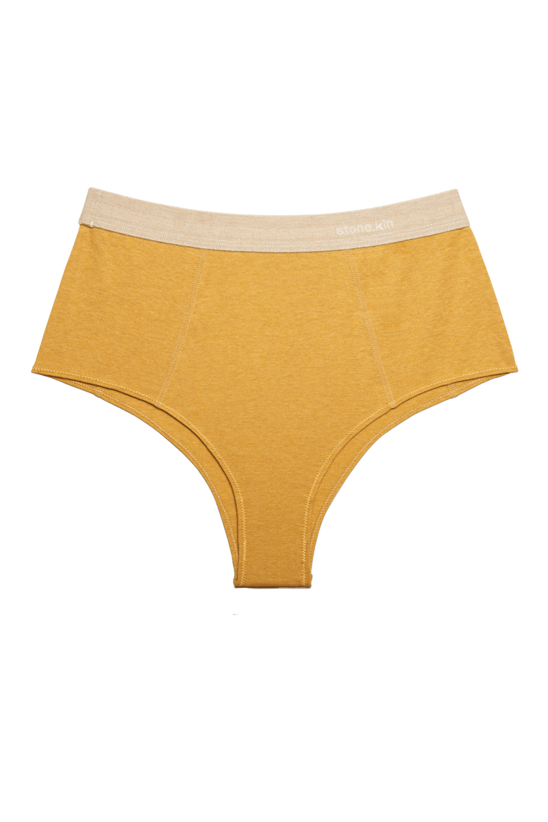 Hi~Brief in Organic Cotton Rib - Mustard / Sand