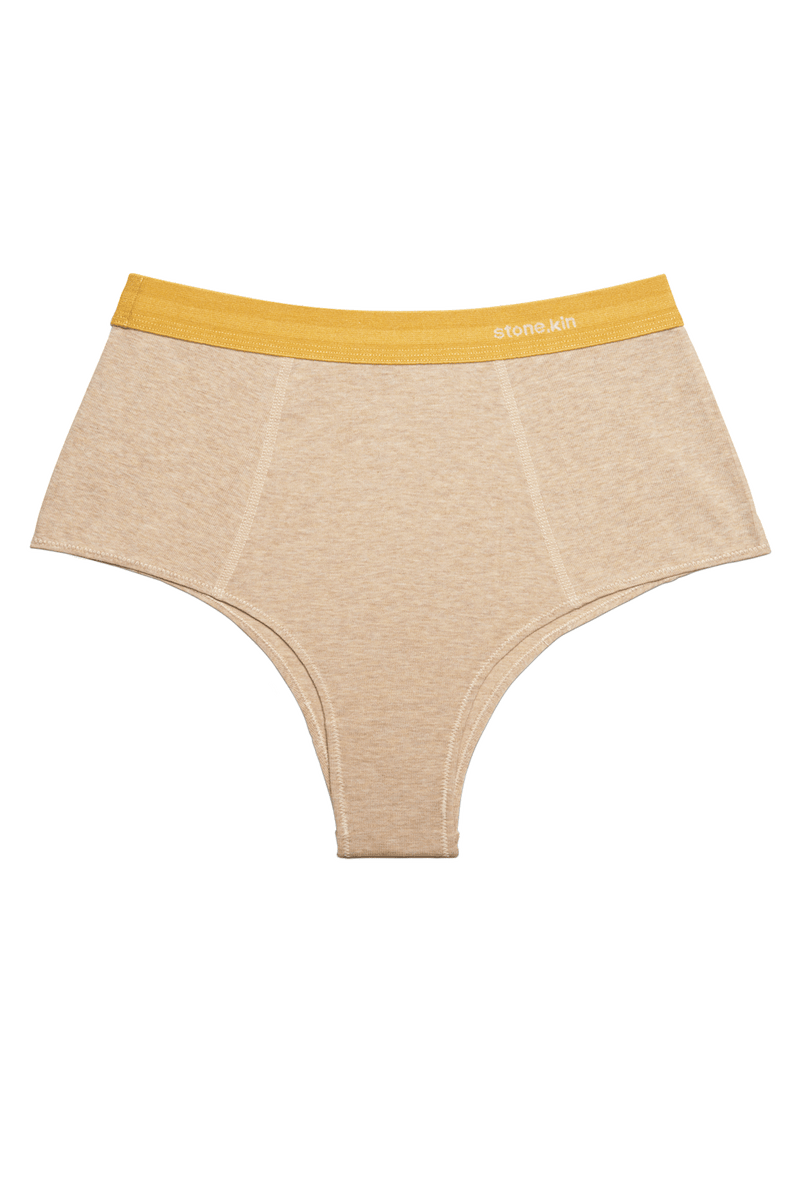 Hi~Brief in Organic Cotton Rib - Sand / Mustard