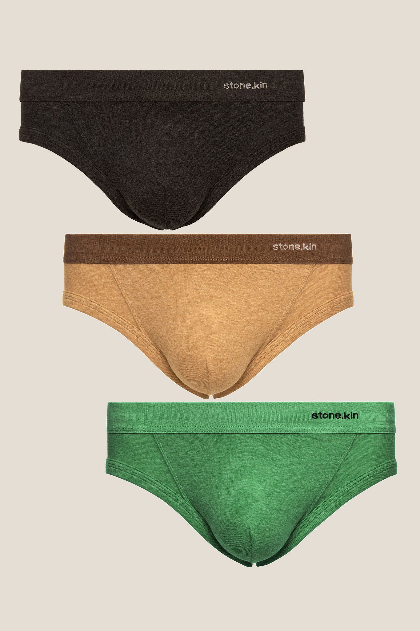 Men's Brief 3 Pack / Tar, Camel & Pandanus