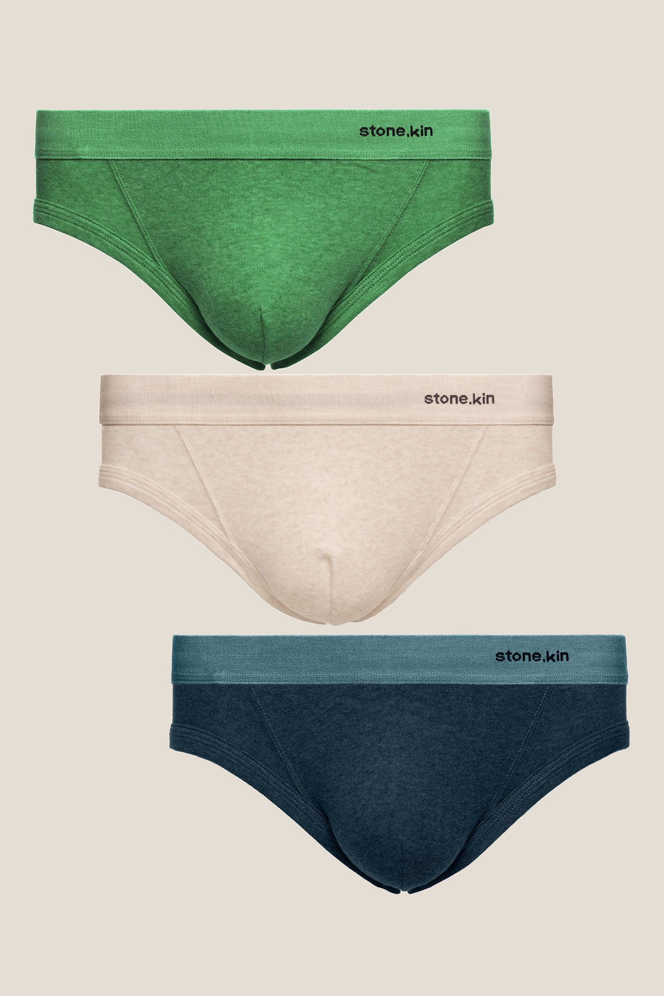 Men's Brief 3 Pack / Pandanus, Bone & Indigo