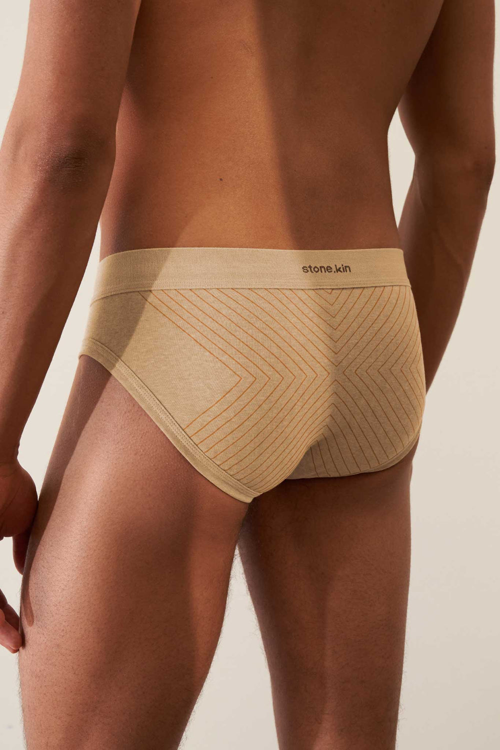 Brief in Organic Cotton Rib - Sand with Orange Cross