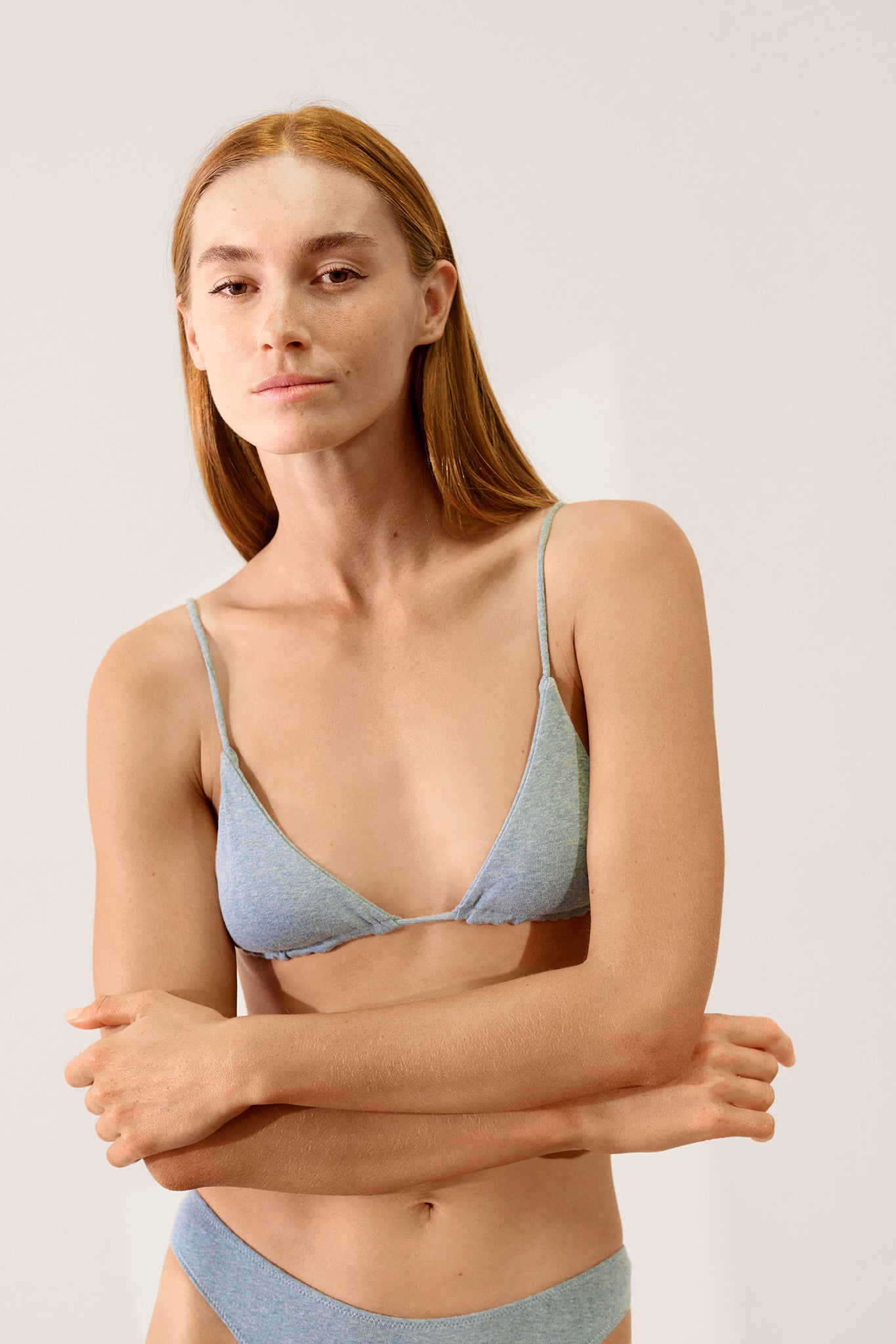 Triangle Bralette in Organic Cotton Rib - Lake