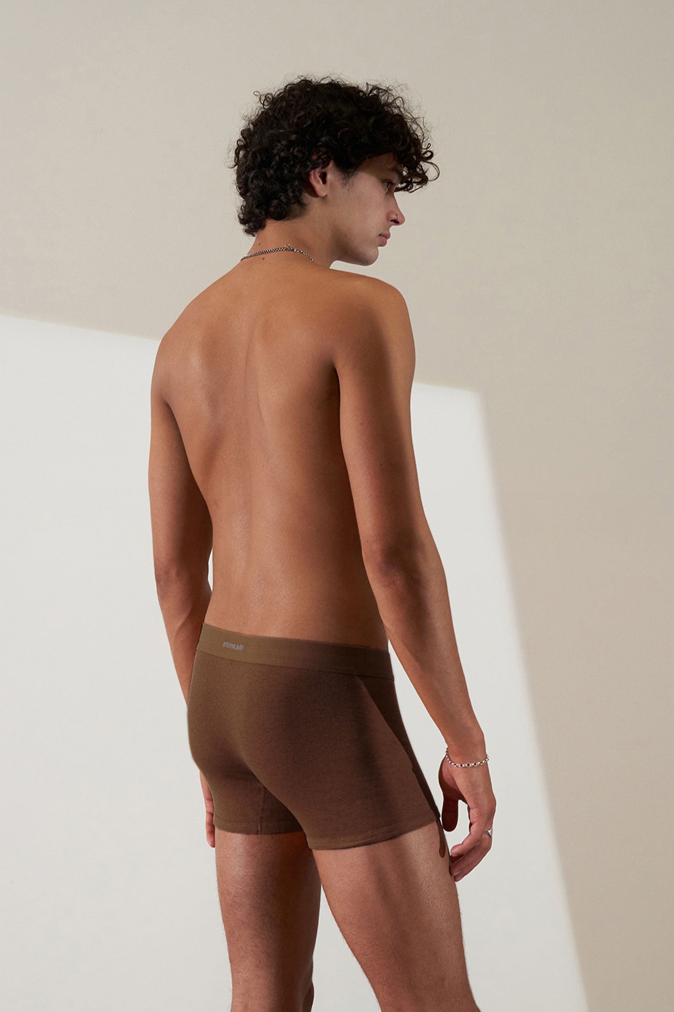 Organic Cotton Rib Brown Boxer Brief by Stone.kin - Ultra-soft men's boxer brief designed for everyday comfort and durability.