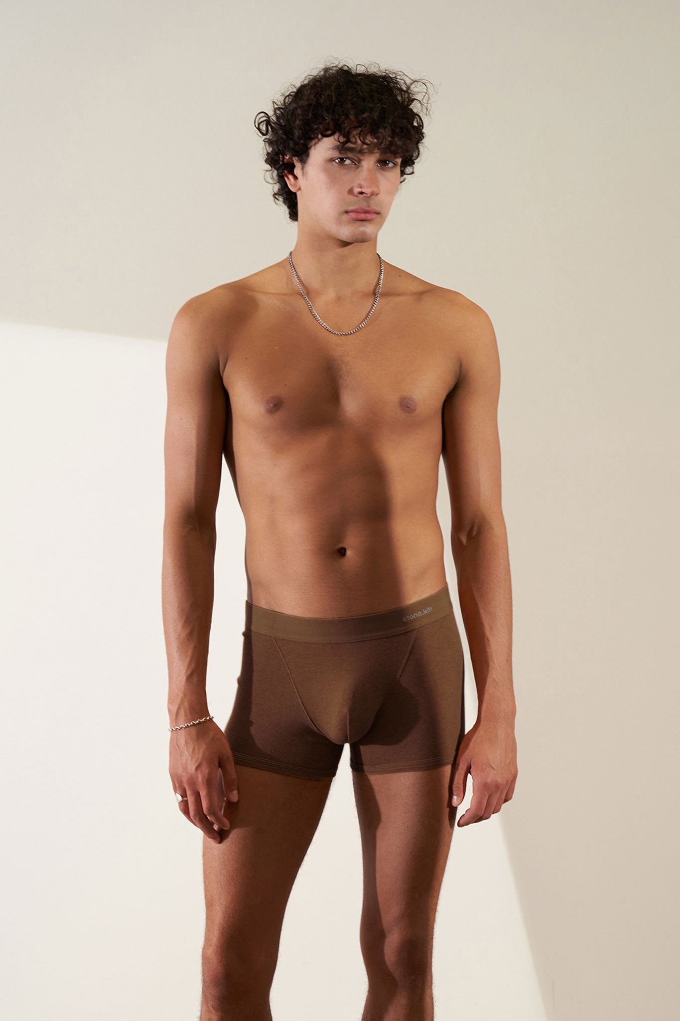 Organic Cotton Rib Brown Boxer Brief by Stone.kin - Ultra-soft men's boxer brief designed for everyday comfort and durability.