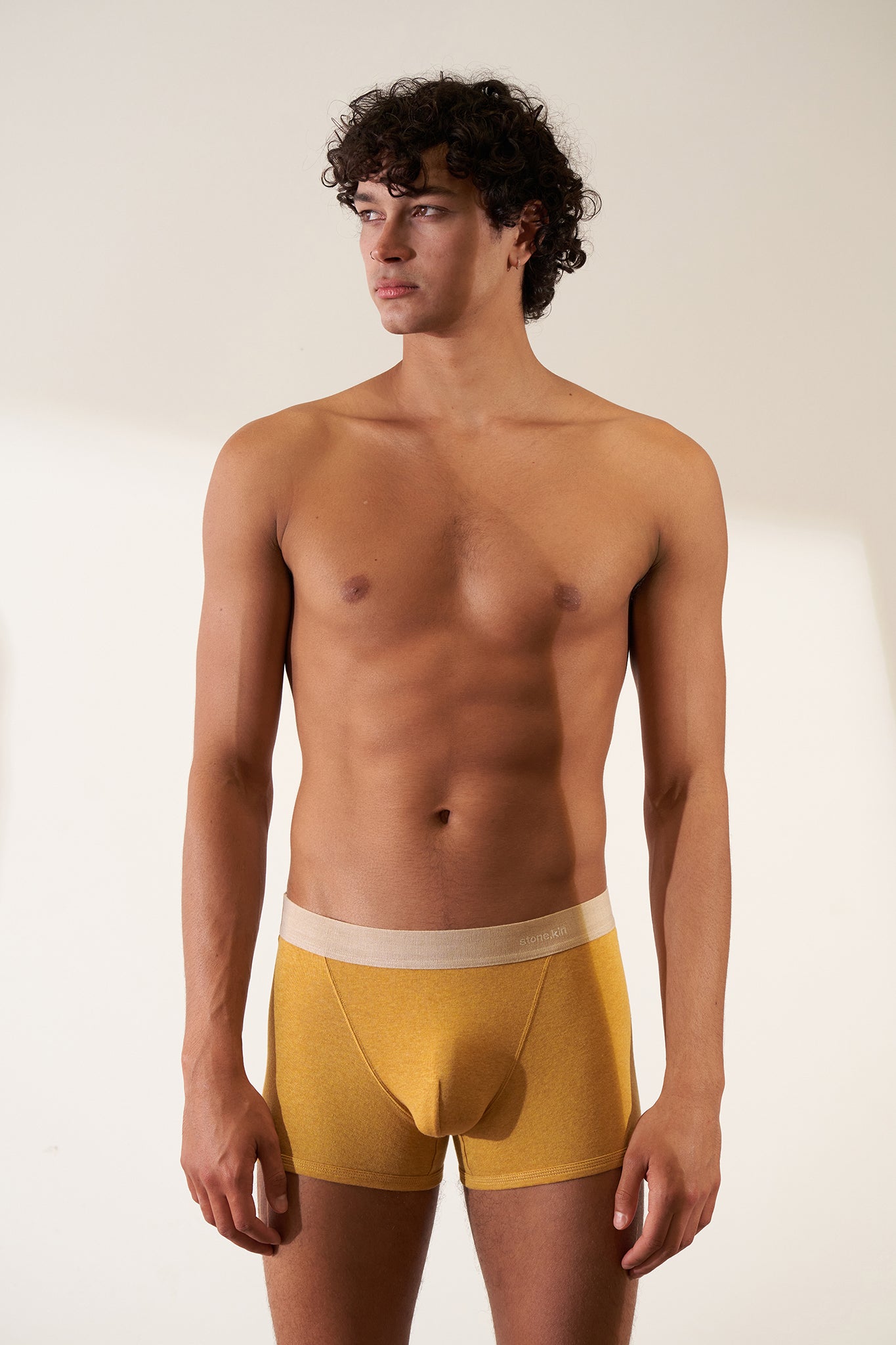 Boxer Brief in Organic Cotton Rib - Mustard / Sand