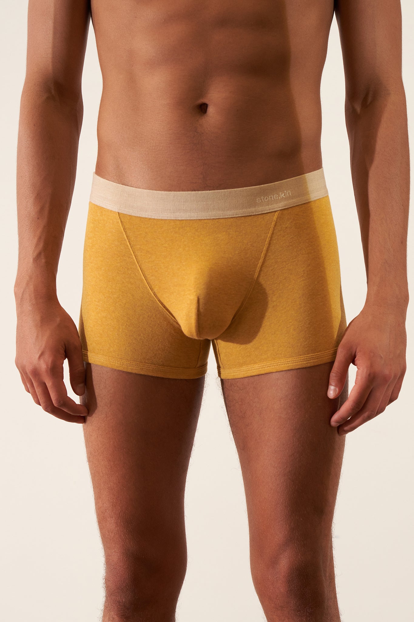 Boxer Brief in Organic Cotton Rib - Mustard / Sand