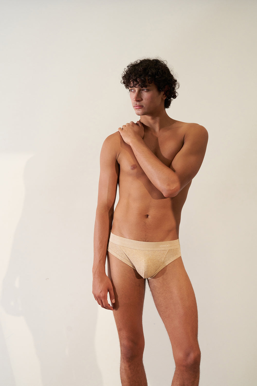 Brief in Organic Cotton Rib - Sand with Tar Cross