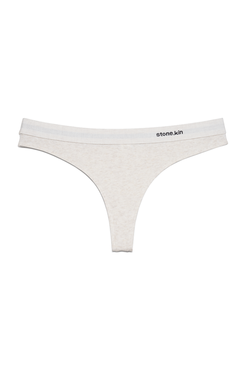 Thong in Organic Cotton Rib - Bone