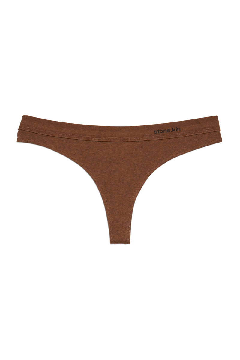 Thong in Organic Cotton Rib - Brown