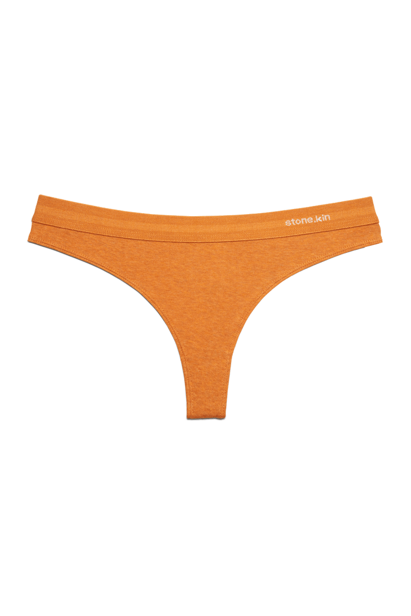 Thong in Organic Cotton Rib - Papaya