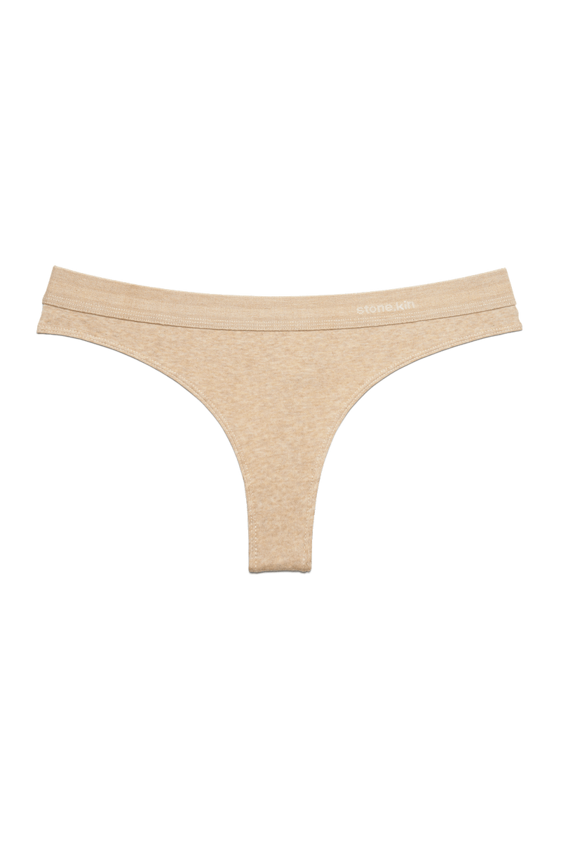 Thong in Organic Cotton Rib - Sand