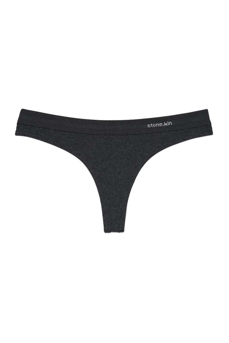 Thong in Organic Cotton Rib - Tar