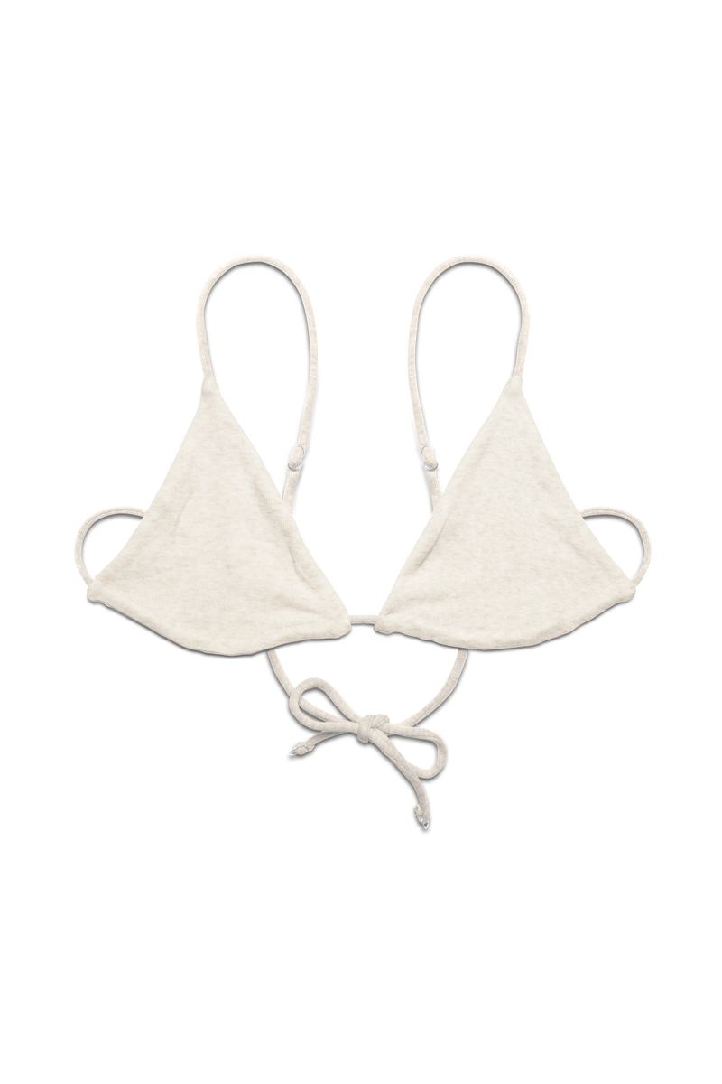 Triangle Bralette in Organic Cotton Rib - Bone