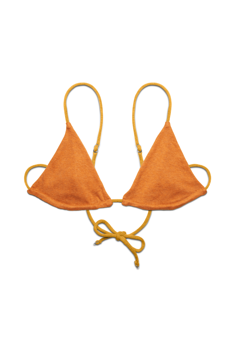 Triangle Bralette in Organic Cotton Rib - Papaya / Mustard