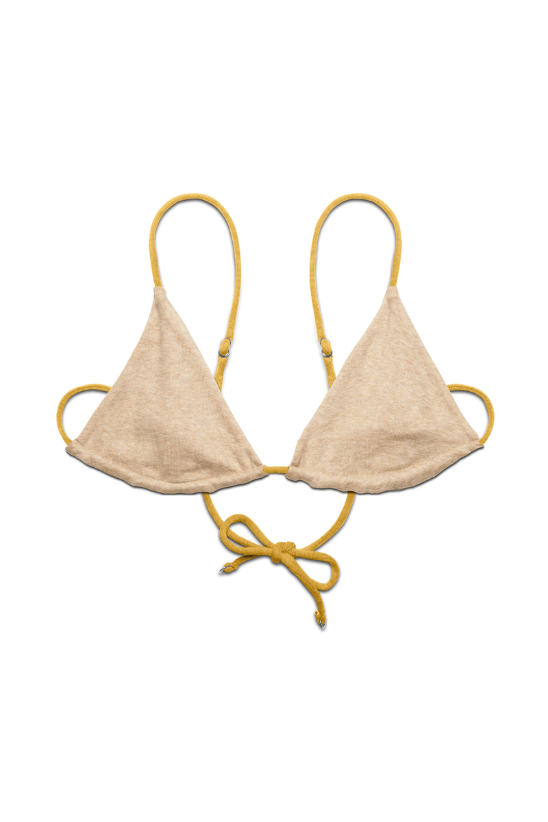 Triangle Bralette in Organic Cotton Rib - Sand / Mustard