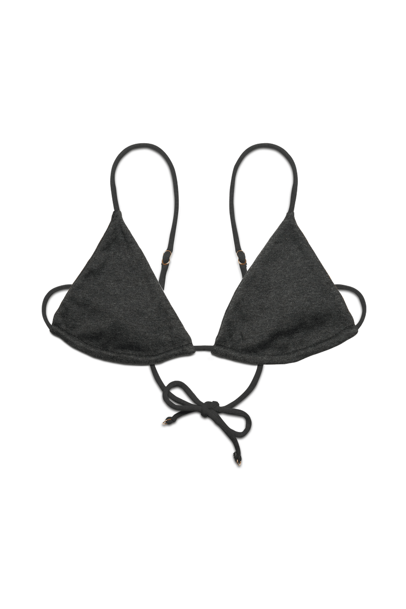 Triangle Bralette in Organic Cotton Rib - Tar